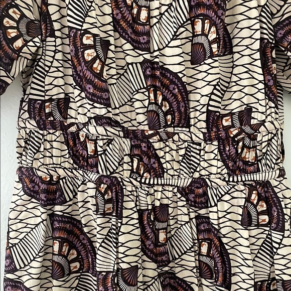 Ulla Johnson Cream Maxi Dress with Black & Brown Fan Motif - Picture 4 of 7